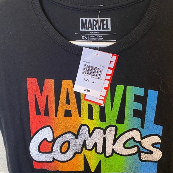 Marvel comics nwt cropped T-shirt black extra small - Picture 2 of 3